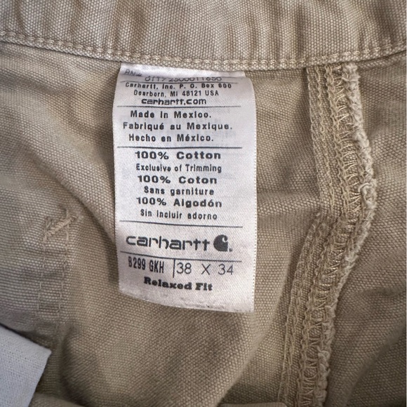 Carhartt Canvas Pants Men's 38 x 34 Relaxed Fit Beige Tan Work Utility (T) - Picture 15 of 16